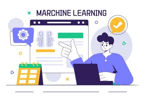 Machine Learning Vector Illustration featuring Artificial Intelligence Jobs.. Stock Illustration