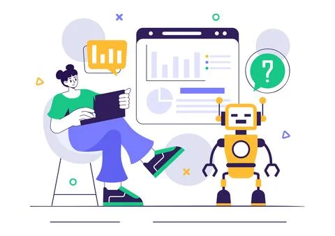 Machine Learning Vector Illustration featuring Artificial Intelligence Jobs.. Stock Illustration