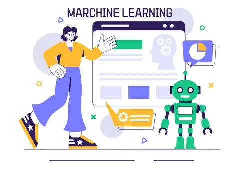 Machine Learning Vector Illustration featuring Artificial Intelligence Jobs.. Stock Illustration
