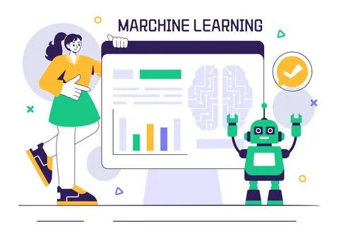 Machine Learning Vector Illustration featuring Artificial Intelligence Jobs.. Stock Illustration