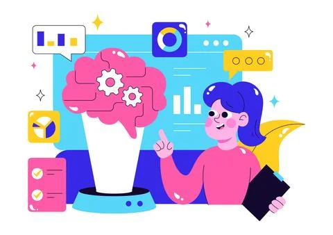 Machine Learning Vector Illustration featuring Artificial Intelligence Jobs.. Illustrazione stock