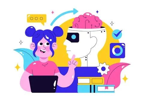 Machine Learning Vector Illustration featuring Artificial Intelligence Jobs.. Illustrazione stock