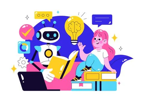 Machine Learning Vector Illustration featuring Artificial Intelligence Jobs.. Stock Illustration