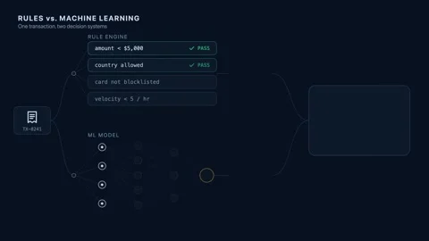 Machine Learning vs Rules Visual Representation of Data Insights and Algorithmic Stock Footage 339303025