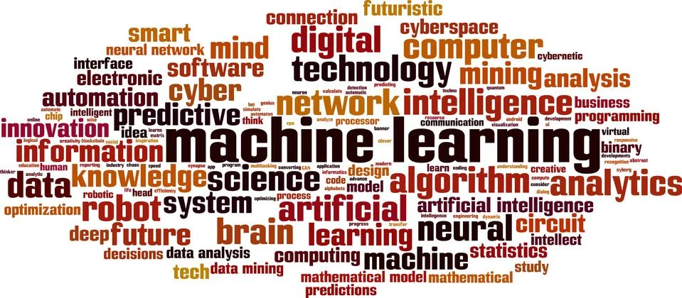 Machine learning word cloud 스톡 일러스트