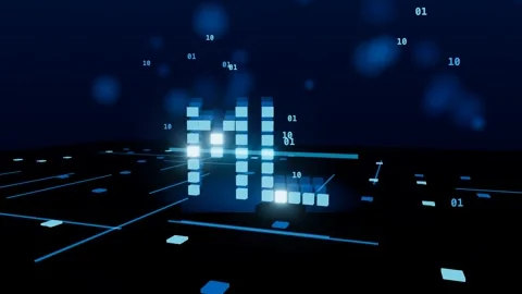 Machine learning word hologram glowing above a circuit board 3D animation Stock Footage 339886028