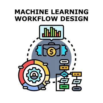 Machine learning workflow design and development process Stock Illustration