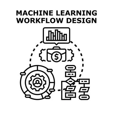 Machine learning workflow design and development process 스톡 일러스트