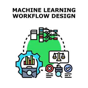 Machine learning workflow design concept vector 스톡 일러스트