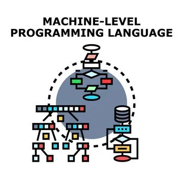 Machine level programming language code developing logic 스톡 일러스트