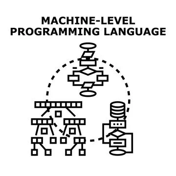 Machine level programming language code developing logic Stock Illustration