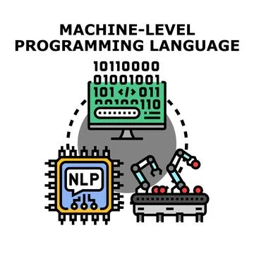Machine level programming language development illustration concept 스톡 일러스트