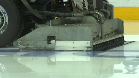 Machine for leveling the ice , the car goes through the ice machine Zamboni Stock Footage 83259135