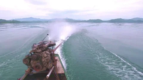 Machine of long tail boat Stock Footage 71161370