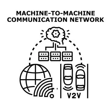 Machine to machine communication network concept 스톡 일러스트