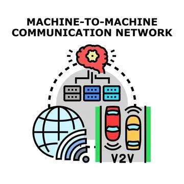 Machine to machine communication network concept Stock Illustration