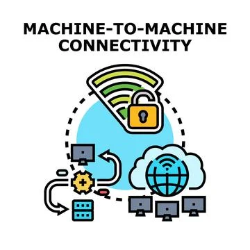 Machine to machine connectivity managing secure network data exchange イラスト素材