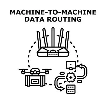 Machine to machine data routing internet of things Stock Illustration
