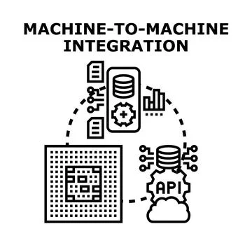 Machine to machine integration connecting digital systems Stock Illustration