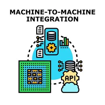 Machine to machine integration connecting digital systems Stock Illustration