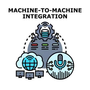 Machine to machine integration technology connecting devices イラスト素材
