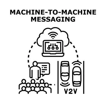 Machine to machine messaging concept with vehicle communication Stock Illustration