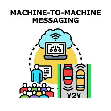 Machine to machine messaging concept with vehicle communication Stock Illustration