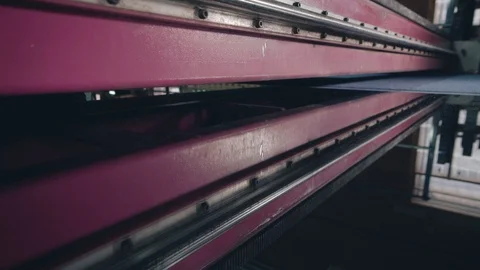 Machine makes a straight cut of glass Stock Footage 105370584