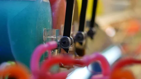 Machine for making ice slushy drinks with three different tastes Stock Footage 93755780