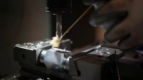 Machine for making threads on steel Stock Footage 125773784