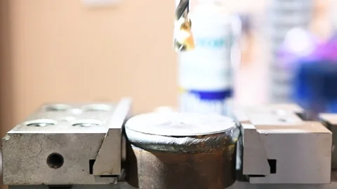 Machine for making threads on steel Stock Footage 125783597