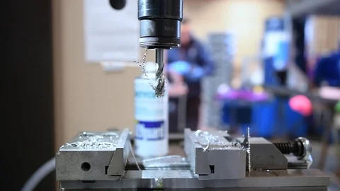 Machine for making threads on steel Stock Footage 125783813
