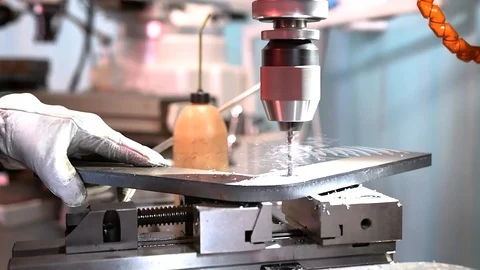 Machine for making threads on steel Stock Footage 125796221