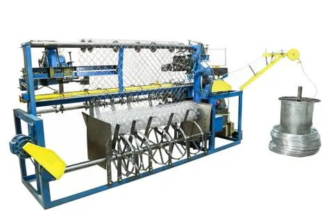 Machine for the manufacture of mesh netting. Example difficult isolate. Stock Photos