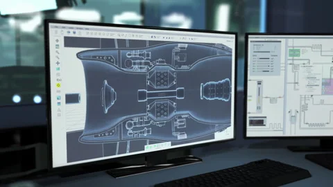 Machine Mechanism Components Manufacturing Blueprint On Computer Screen 스톡 동영상 279817580