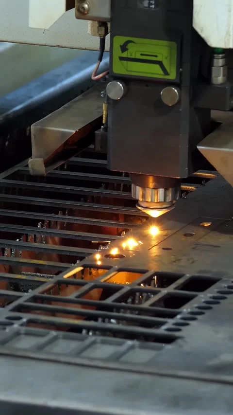 Machine metal cutting. close-up. Laser cutting machine for sheet metal. Stock Footage 315945522