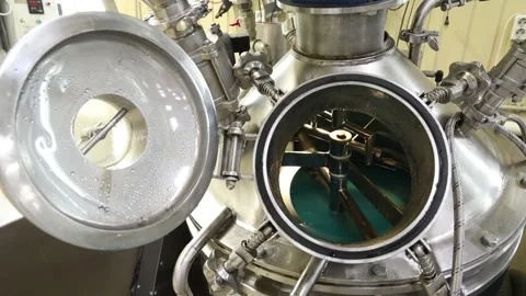 The machine for mixing the ingradinates of the perfumery cosmetics factory Stock Footage 285057286