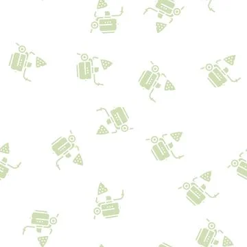 Machine for mixing stone with cement glyph seamless pattern Illustrazione stock
