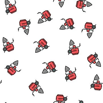 Machine for mixing stone with cement vector seamless pattern イラスト素材