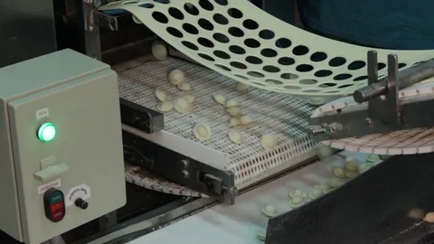 Machine for modeling dumplings in a factory for the production of meat semi Stock Footage 75254540