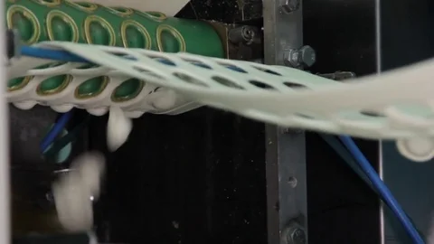 Machine for modeling dumplings in a factory, Russian production, close-up Stock Footage 75254605