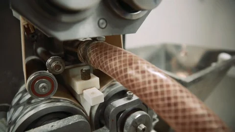 Machine for molding ravioli. close up Stock Footage 87137909