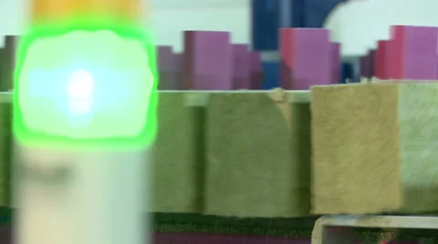 Machine for moving wooden bars in workshop Stock Footage 32087506