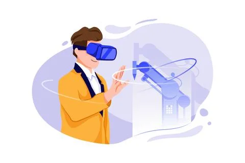 Machine Operating with Vr technologies Stock Illustration