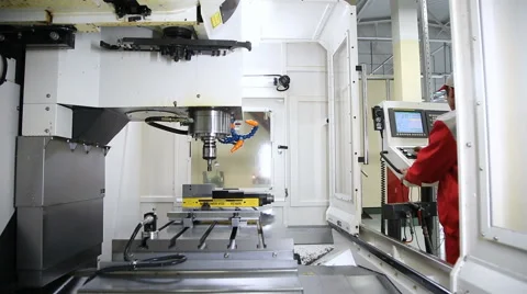 Machine operator CNC. Industrial equipment Stock Footage