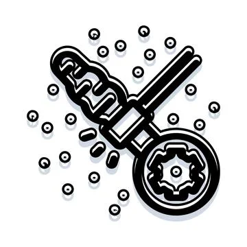 Machine part gear with wrench assembling concept Stock Illustration
