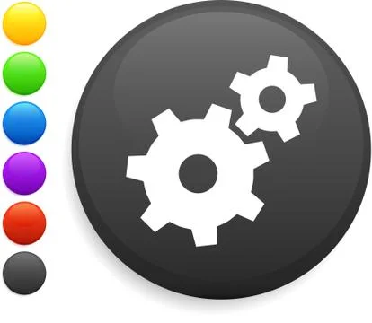 Machine part icon on round internet button Stock Illustration