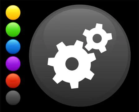 Machine part icon on round internet button Stock Illustration