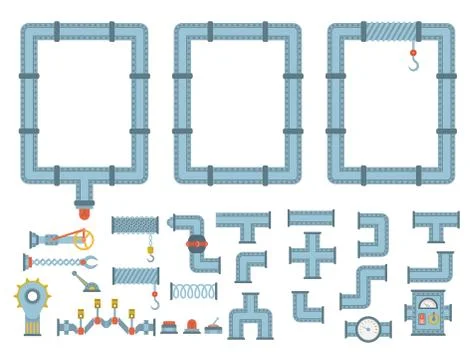 Machine parts different mechanism vector mechanical manufacturing work detail 스톡 일러스트