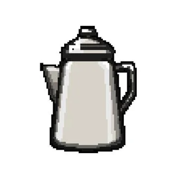 Machine percolator pot coffee pixel art vector illustration Stock Illustration